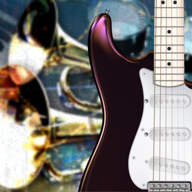 Elektro gitarlı soyut grunge caz rock arkaplanı