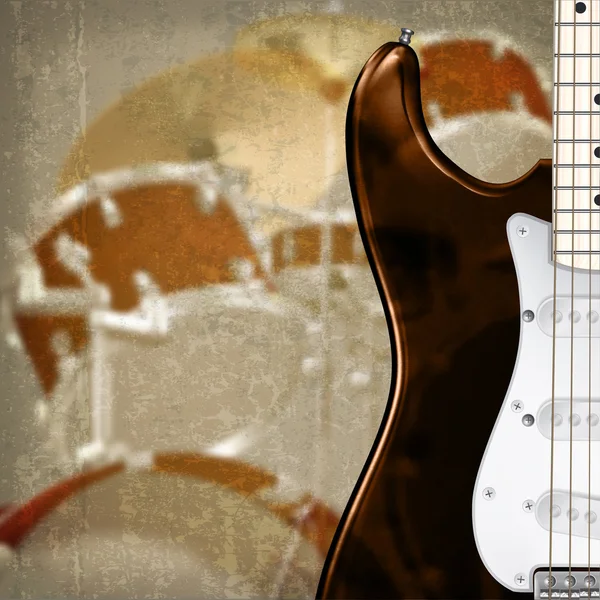 Abstraktní grunge pozadí s kytara a bicí soupravy — Stockový vektor