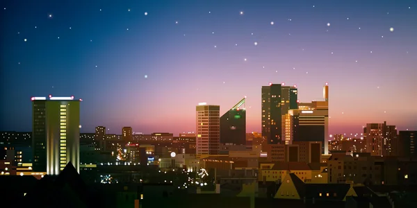 Abstrakter Hintergrund mit Stadt und Sonnenaufgang — Stockvektor