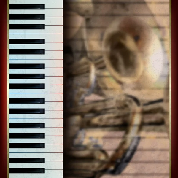 Abstrato grunge fundo com piano e trompete — Vetor de Stock