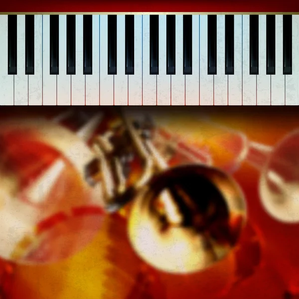 Abstrakter Grunge-Hintergrund mit Piano und Trompete — Stockvektor
