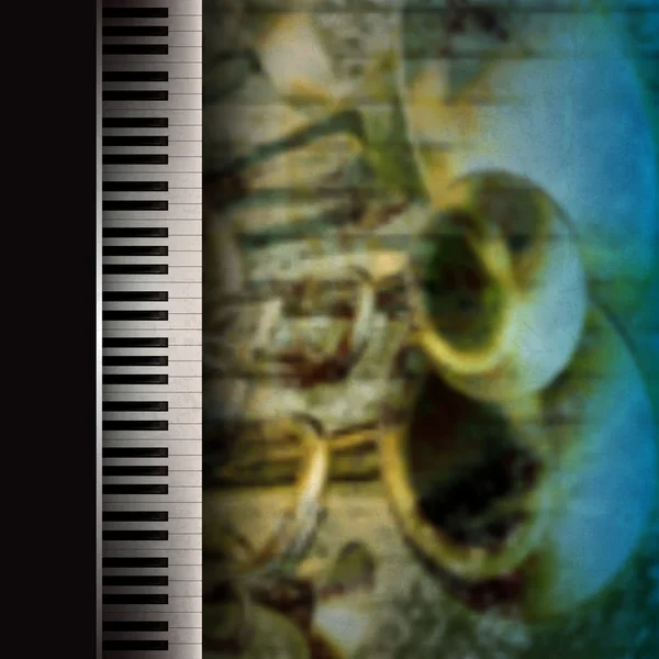 Abstrato grunge fundo com piano e trompete — Vetor de Stock
