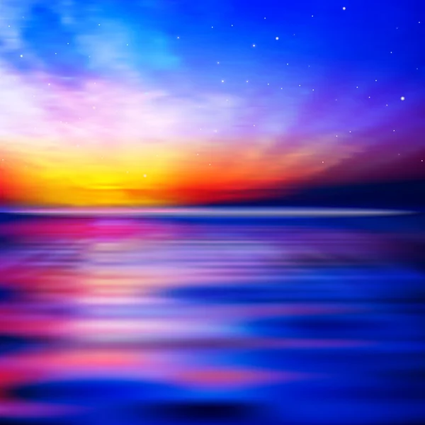 Fond abstrait avec lever de soleil de mer — Image vectorielle
