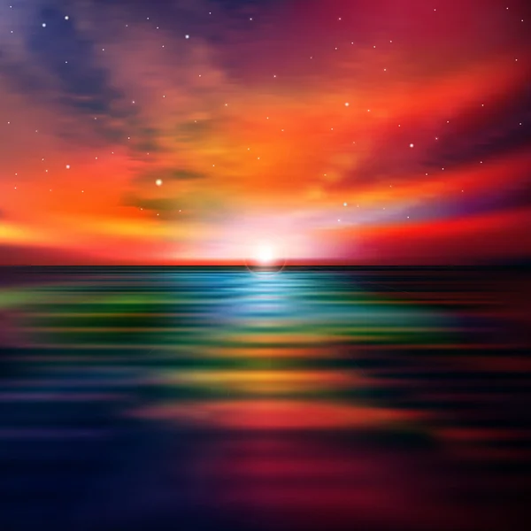 抽象背景与海上日落 — 图库矢量图片