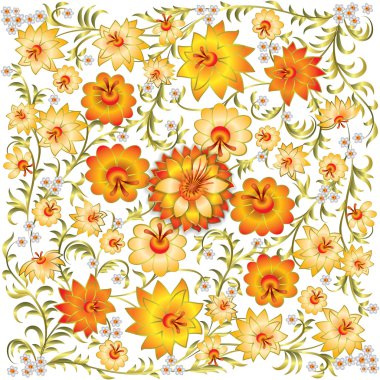 Beyaz arka plan üzerinde izole soyut bahar çiçek süsleme