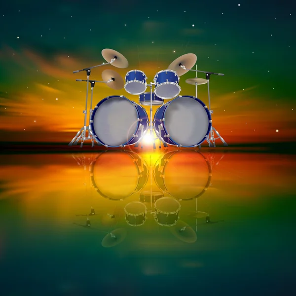 Abstracte achtergrond met drumkit — Stockvector