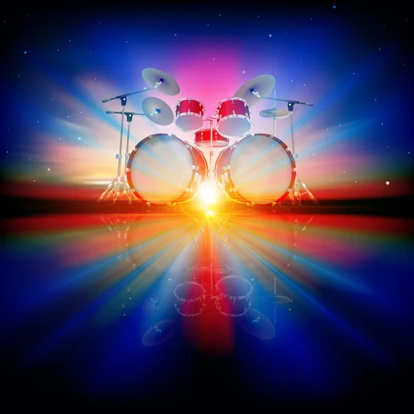 Abstract background with drum kit — Stock Vector