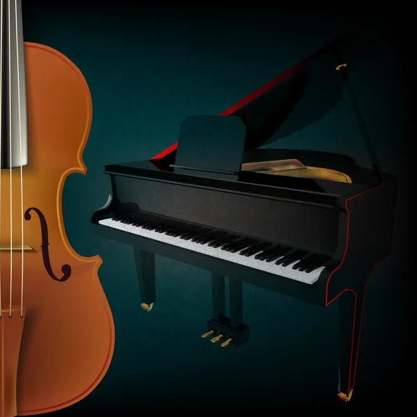 ヴァイオリンとピアノの抽象的な音楽の背景 — ストックベクタ