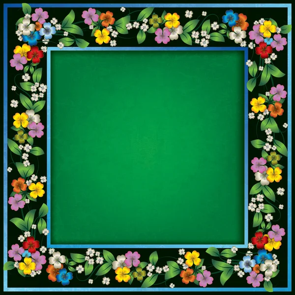 Αφηρημένο πράσινο φόντο grunge με ανοιξιάτικα λουλούδια — Διανυσματικό Αρχείο