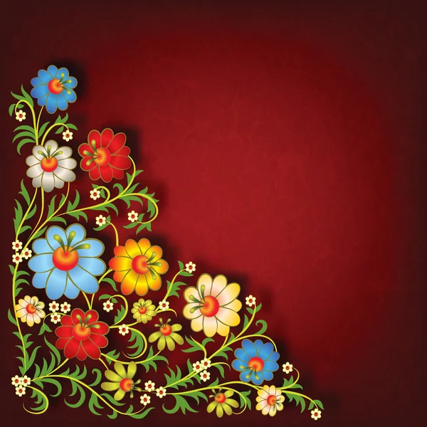Çiçekli grunge arka planda soyut çiçek süsleme — Stok Vektör