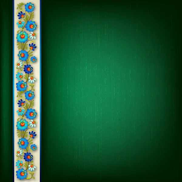 Abstracte grunge achtergrond met blauwe bloemen samenstelling — Stockvector