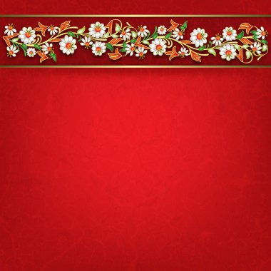 çiçekli grunge kırmızı arka plan