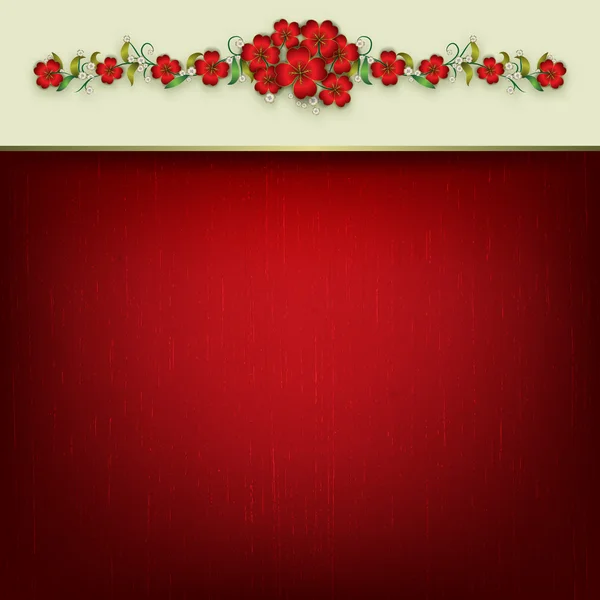 Abstrakte rote Grunge Hintergrund mit Blumen — Stockvektor