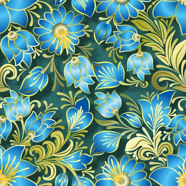 Ornement floral vintage abstrait sur fond vert — Image vectorielle