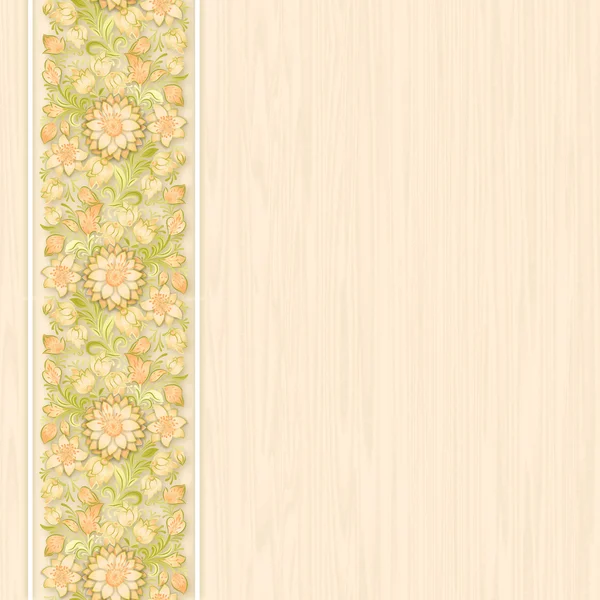 Papier peint beige avec ornement floral — Image vectorielle