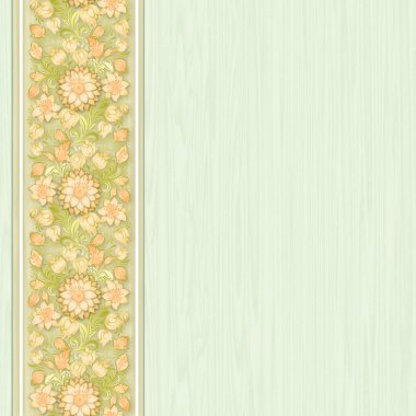 çiçek süsleme ile yeşil duvar kağıdı
