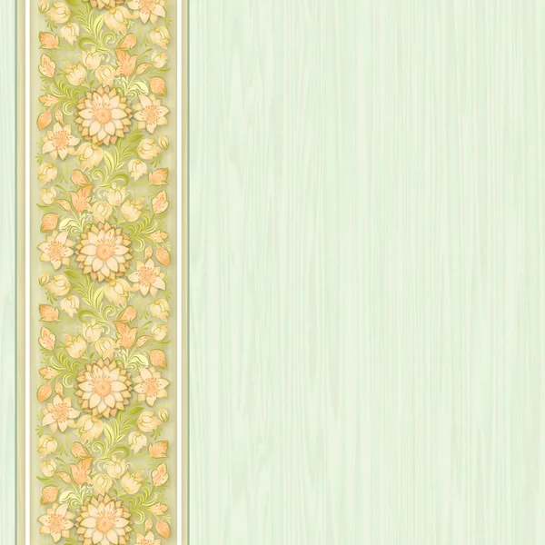 Papel de parede verde com ornamento floral —  Vetores de Stock
