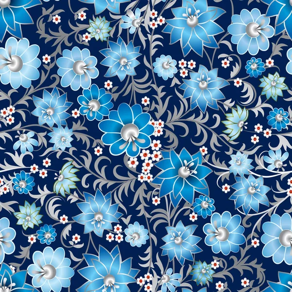 Ornement floral abstrait sans couture sur fond sombre — Image vectorielle
