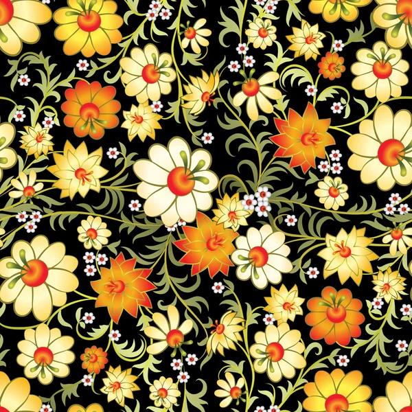 Ornement floral abstrait sans couture avec des fleurs de printemps — Image vectorielle