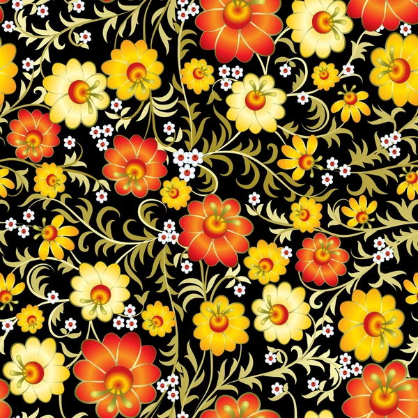 Abstraktní vinobraní bezešvé florálním ornamentem s jarní květy — Stockový vektor