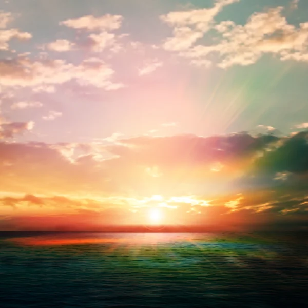 抽象的自然背景与日出和海洋 — 图库矢量图片