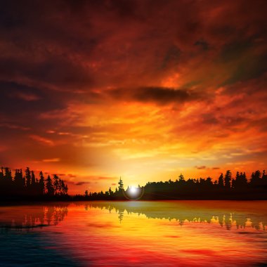 forest lake ile arka plan