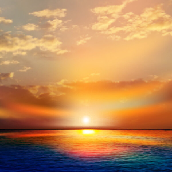абстрактный природный фон с морским закатом и облаками