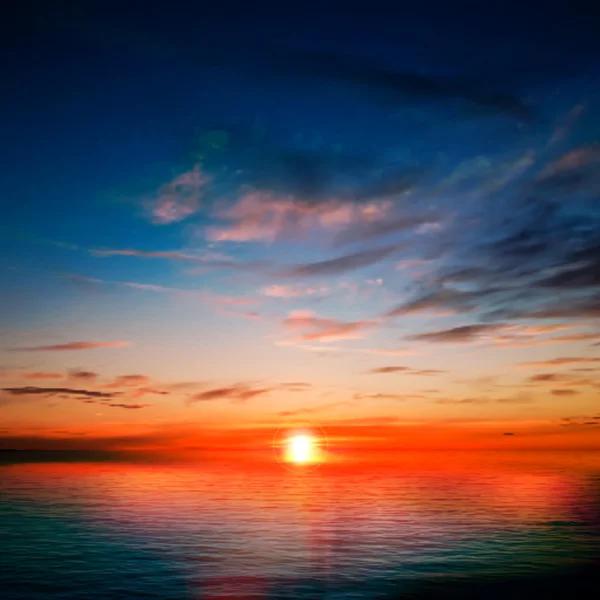 Abstrakt bakgrund med ocean röd solnedgång — Stock vektor