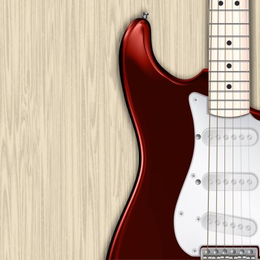 Grunge tahta arka plan ile elektro gitar