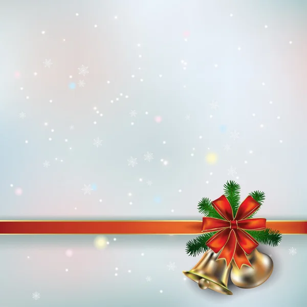 クリスマスの鐘と雪と抽象的な背景 — ストックベクタ