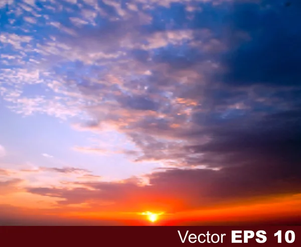 Abstracte aard achtergrond met zonsondergang en wolken — Stockvector