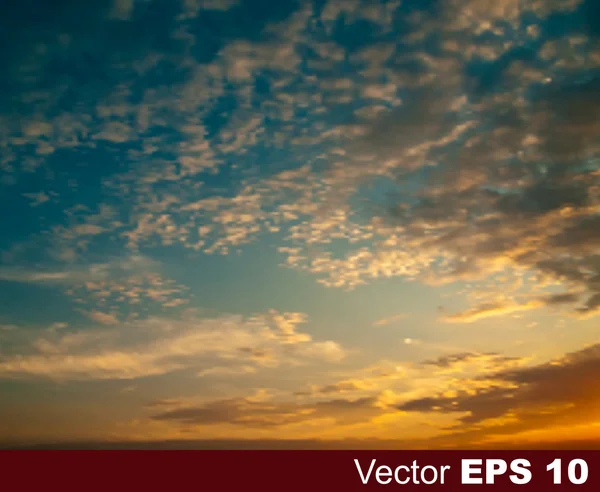 Absztrakt természet kék háttérrel, naplemente és a felhők — Stock Vector