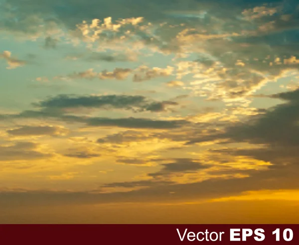 Αφηρημένης φύσης φόντο με το ηλιοβασίλεμα και τα σύννεφα — Διανυσματικό Αρχείο