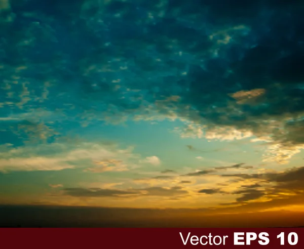 Αφηρημένης φύσης φόντο με το ηλιοβασίλεμα και τα σύννεφα — Διανυσματικό Αρχείο