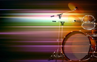 Bateri takımı ile soyut koyu bulanık müzik arkaplanı