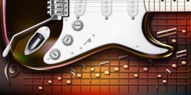 Elektro gitarla ve kahverengi ile soyut arkaplan