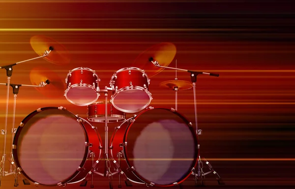 Abstract Blurred Music Background Drum Kit Red — Stock Vector
