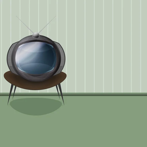 Retro Tv en habitación Vintage. Ilustración vectorial — Vector de stock