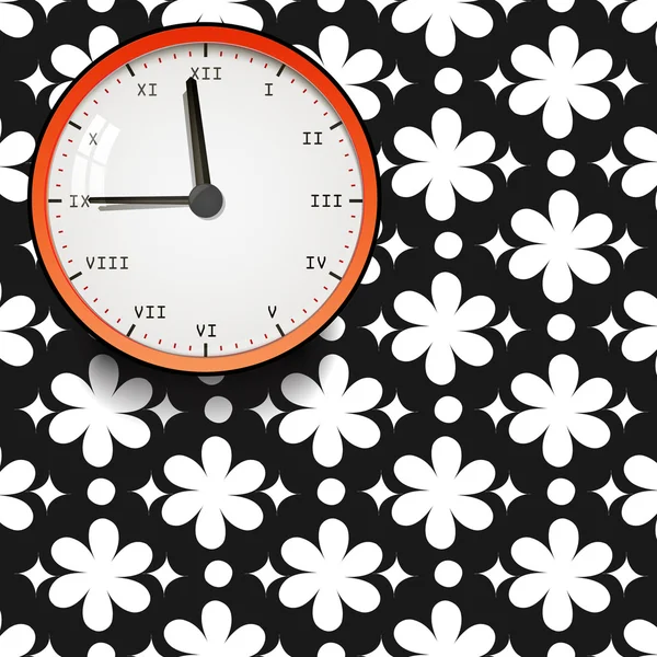 Horloge sur fond noir — Image vectorielle