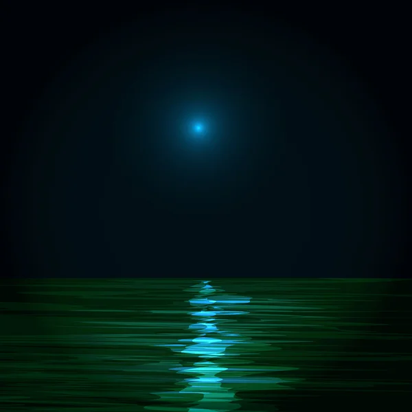 Lune, étoiles et mer calme — Image vectorielle