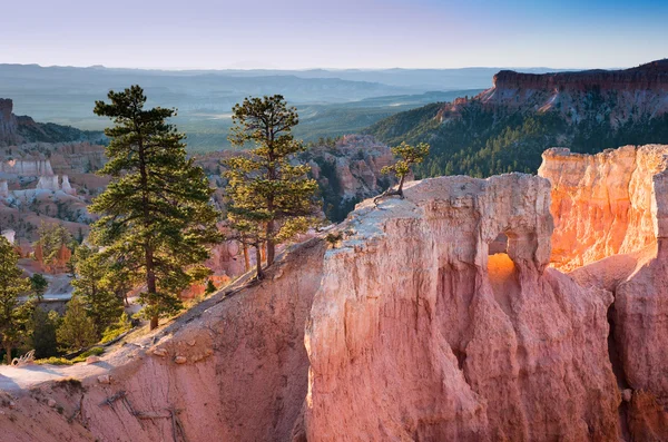Standstone sziklák napkeltekor Bryce Canyon — Stock Fotó