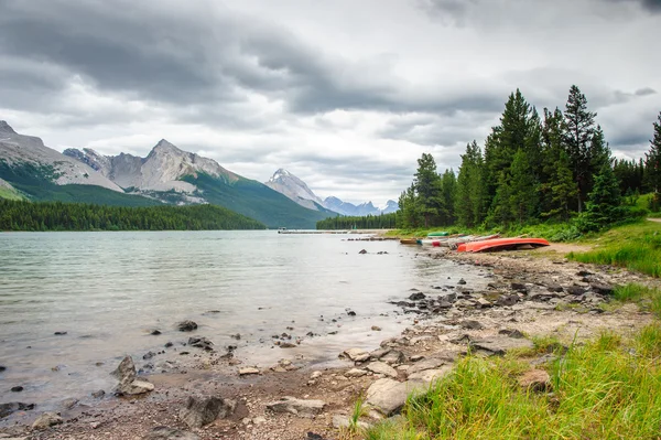 Riva del Lago di Maligne — Foto Stock