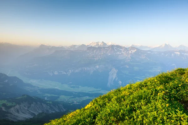 Bergspanorama från brienzer rothorn Royaltyfria Stockfoton