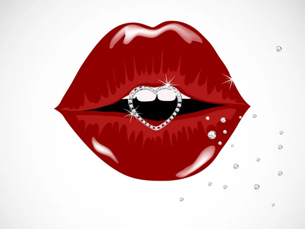 Corazón en los labios — Vector de stock