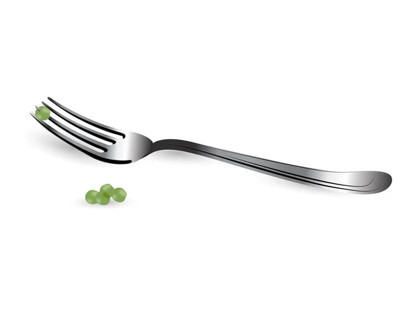Fork and pea — Stock Vector
