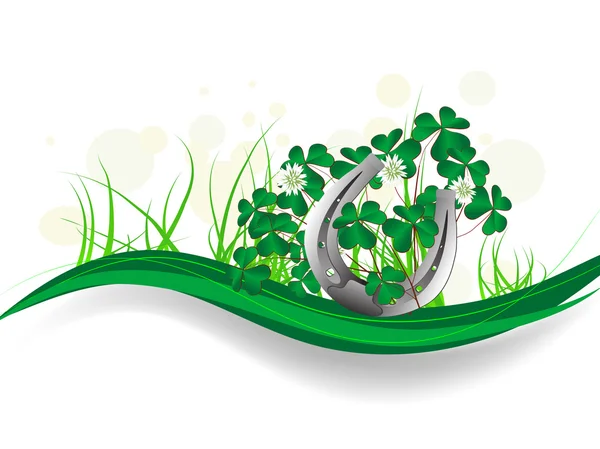 Horseshoe and clover — Stock Vector
