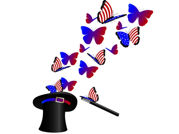 Papillons dans le chapeau — Image vectorielle