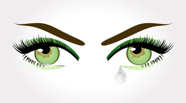 Yeux verts pleurs — Image vectorielle