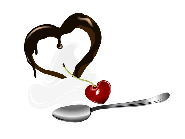 Postre con corazón — Vector de stock