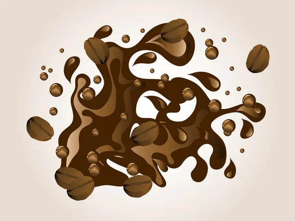 Granos de café en chocolate — Vector de stock